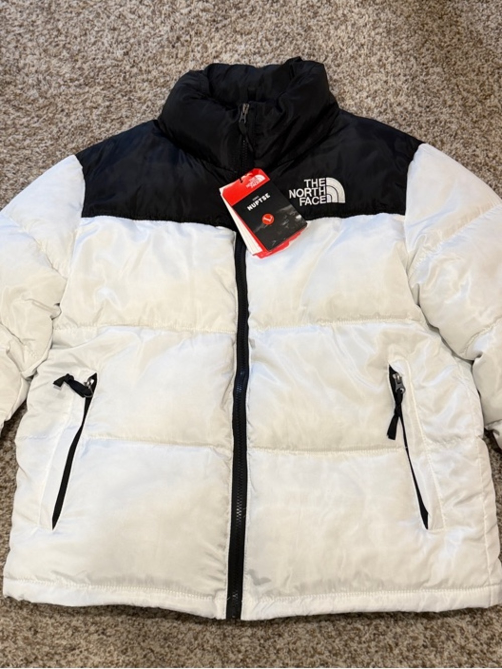 The North Face White and Black Puffer Jacket
